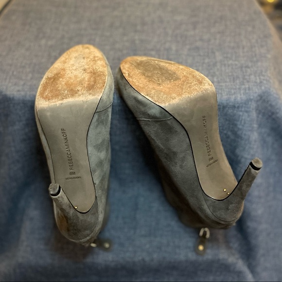 Rebecca Minkoff Acadia Gray Suede Leather Platform Heeled Booties - Picture 3 of 10